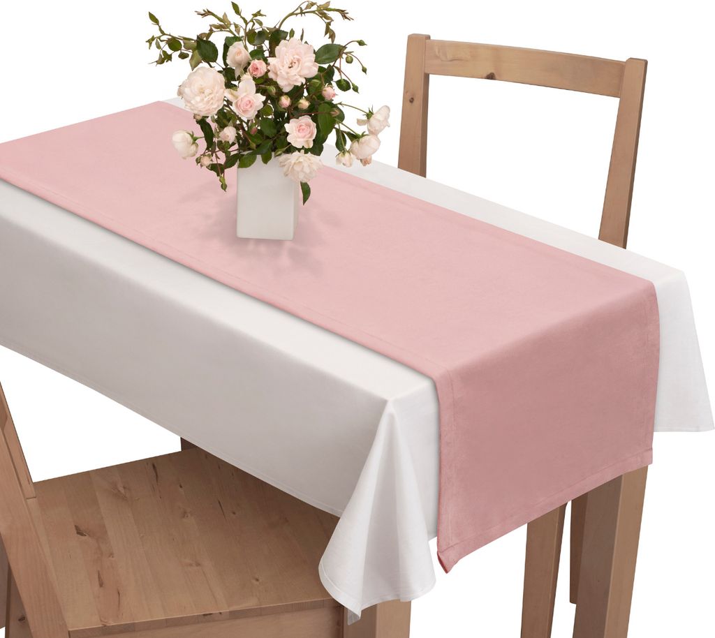 Tischläufer aus Velours 40 x 200 cm Rosa Puderrosa
