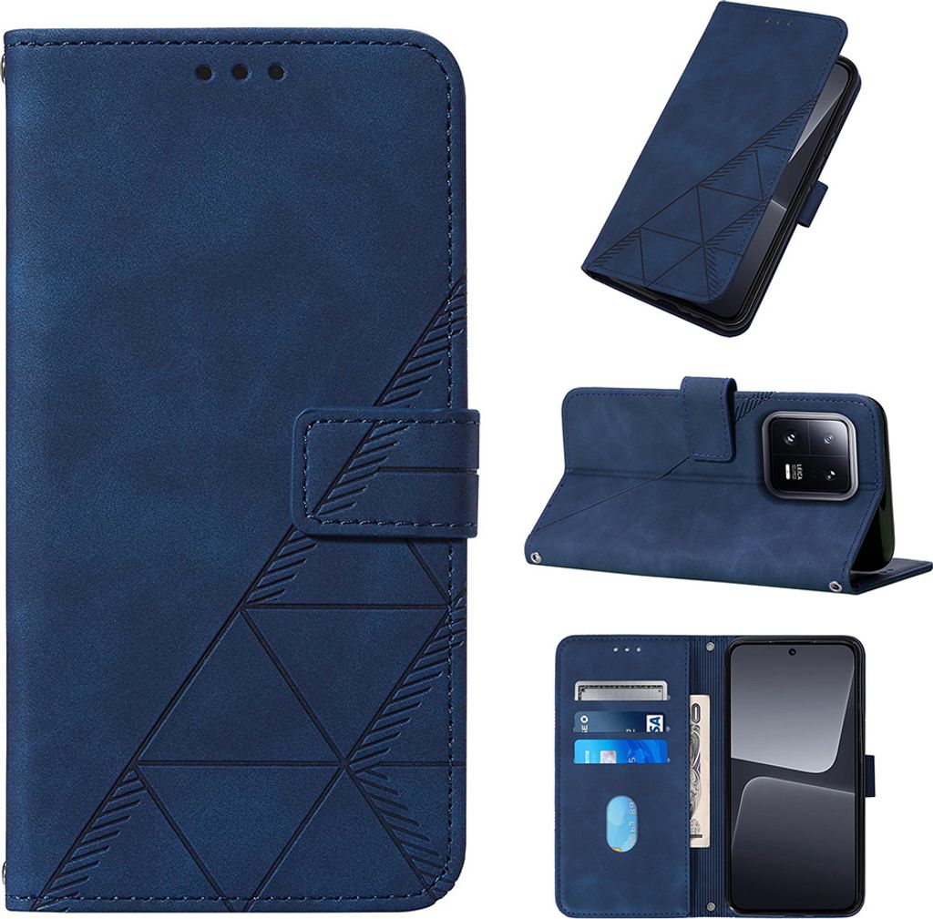 Hülle für Xiaomi 13 Pro Prägung Flip Leder Kartenfächer Schutzhülle mit Ständer Blau