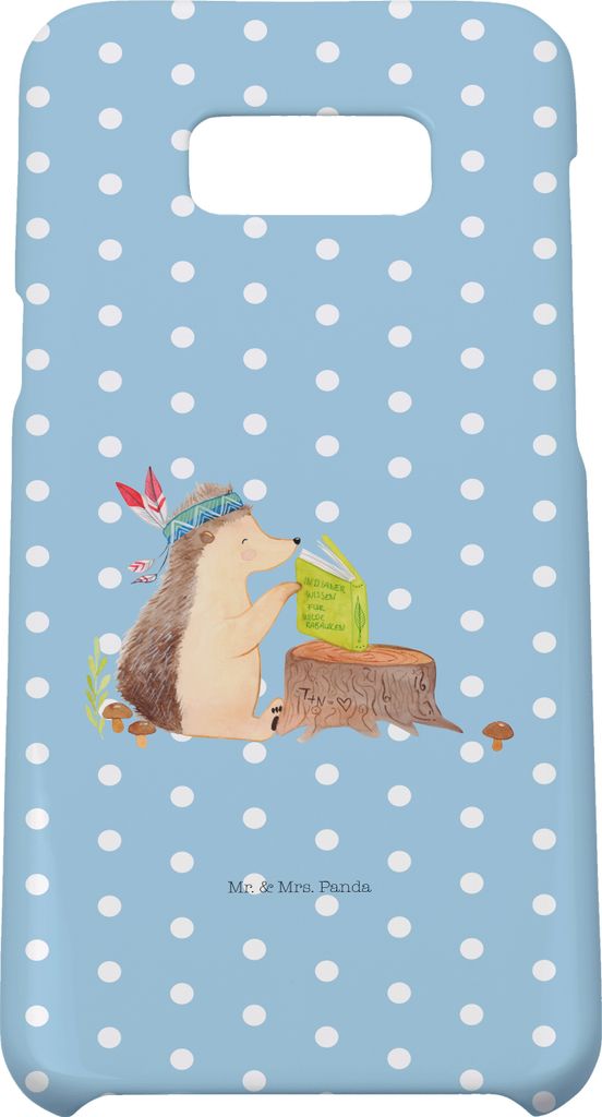 Mr. & Mrs. Panda Samsung Galaxy S8 plus Handyhülle Igel Federschmuck - Blau Pastell - Geschenk, Hülle, Handy Case, Tiere, Cover, Lagerfeuer, Camp...