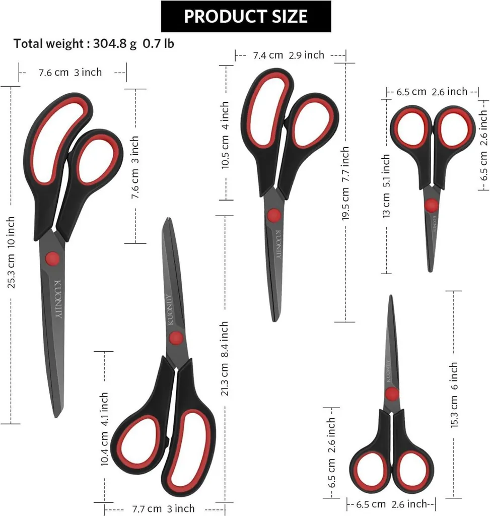 Ciseaux Multiusages Lot de 5 Pièces avec Lames Titane Haute Qualité - 4
