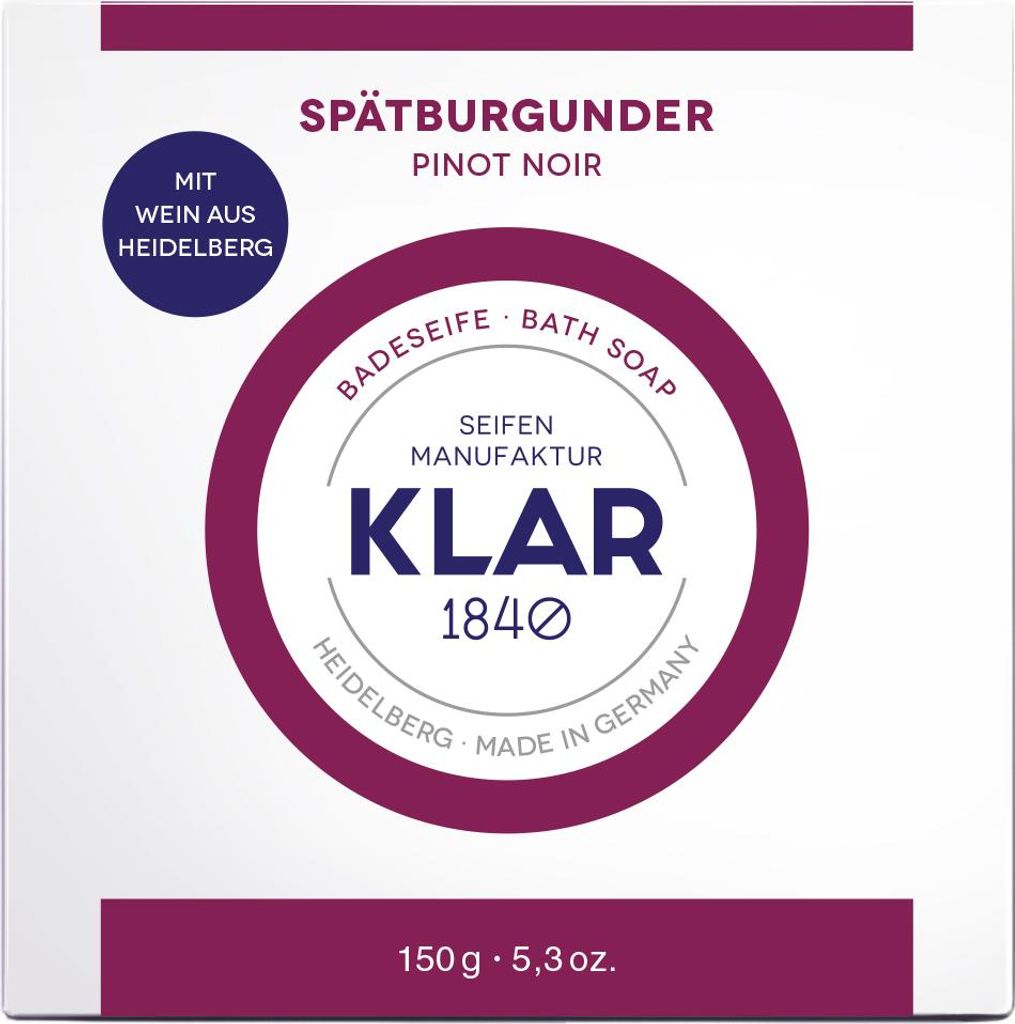 Klar Seifen Spätburgunderseife 150g, palmölfrei, für normale Haut, Seife