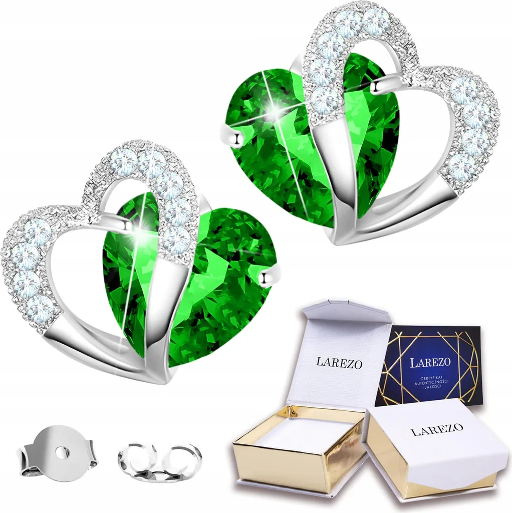 Orecchini Argento 925 Cuore Verde Zirconi - Lusso Accessibile Online - 2
