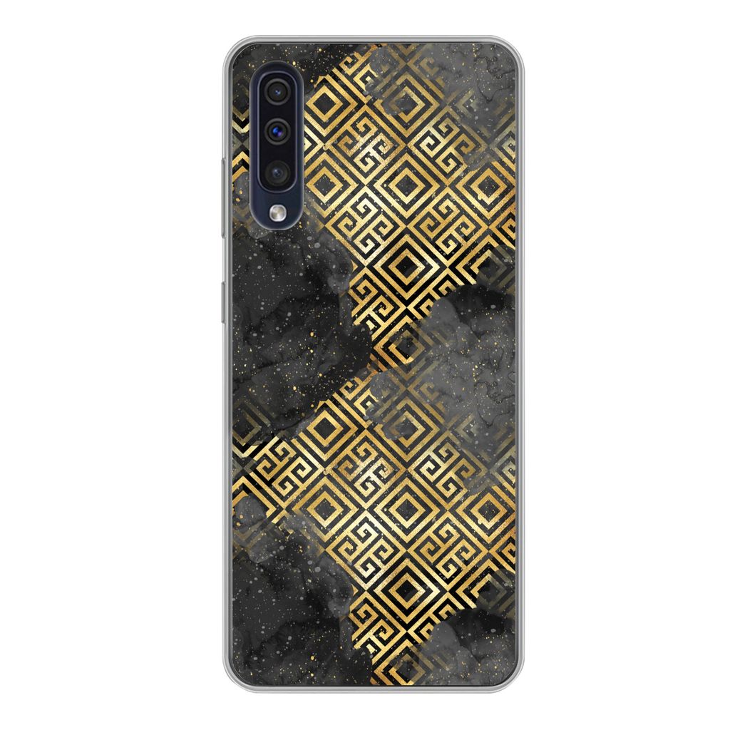 MuchoWow Handyhülle Schutzhülle Hülle für Samsung Galaxy A50 Gold - Marmor - Muster Silikon Softcase Handy Hülle - Mobiltelefonhülle