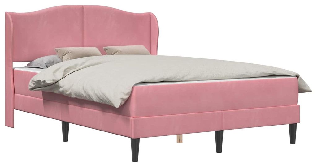 vidaXL Bettrahmen mit Kopfteil 2 pcs Rosa 120 x 190 cm Samt