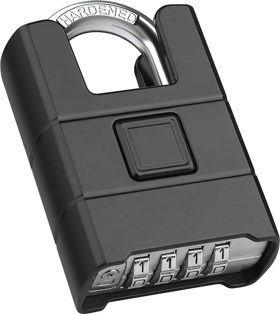 Sicheres 4-stelliges Zahlenschloss - Schwarz, Wetterfest und Diebstahlsicheres Vorhängeschloss 54 mm für Zaun, Garage und Garten
