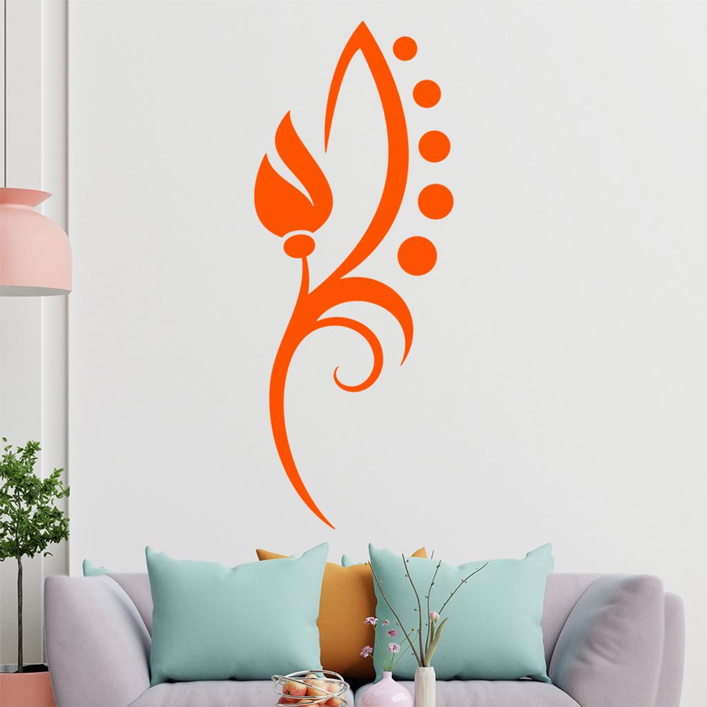 Blume- Linien Punkte Wandtattoo in 6 Größen - Wandaufkleber Wall Sticker - Dekoration, Küche, Wohnzimmer, Schlafzimmer, Badezimmer