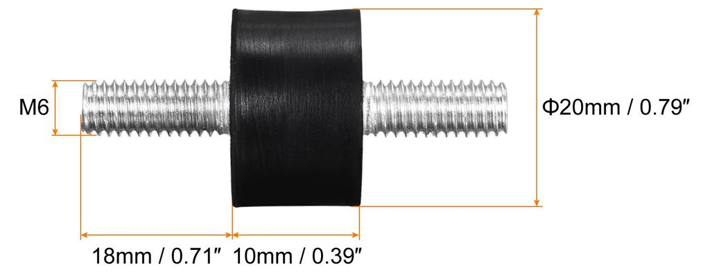 4Stk. Gummilager M6x18mm Stecker Schwingungsisolator Sto?d?mpfer D20mmxH10mm