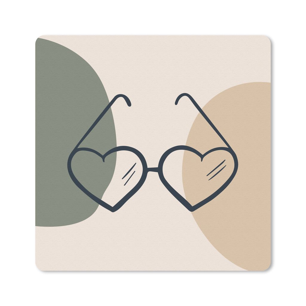 MuchoWow Mauspad Mousepad Sonnenbrille - Herz - Pastell 20x20 cm - Mousepads - Maus Mat - Pad - Mausunterlage - Desk Mat - Bureauartikeln