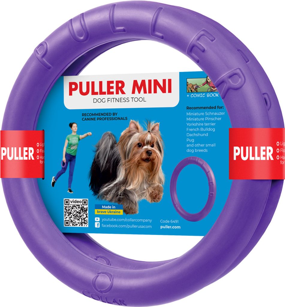Puller MINI, 2 Stück, Spielringe, Fitnessgerät für Hunde, Interaktives Spielzeug für Hunde,Wasserspielzeug, Wurfspielzeug, 18x2 cm