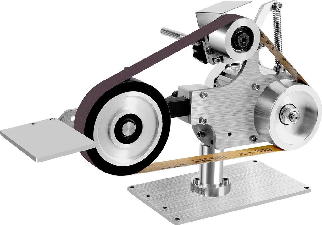 Bandschleifer - Tischmodell - 550 W - 5000 U/min - Band 762 x 25 mm - Bandgeschwindigkeit 30 m/s - Winkel verstellbar - Für Metall und Holz - Silber