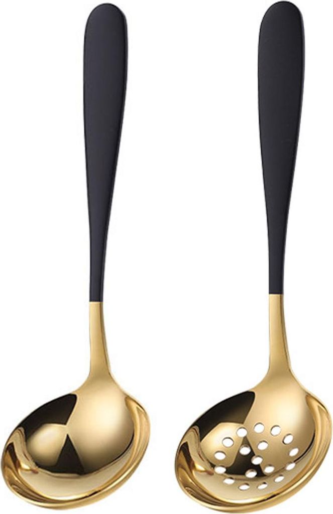2 Stück Suppenlöffel Edelstahl Golden Groß, Goldener Löffel, Suppenlöffel Golden Suppenlöffel Klein, Metall Suppenlöffel zum Kochen, Spülma...