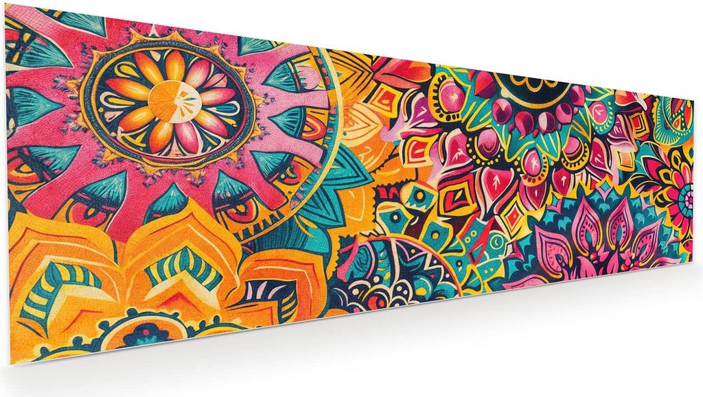 Glasbild 120x40cm in XXL für Wohnzimmer, Schlafzimmer Motiv Mandala Design
