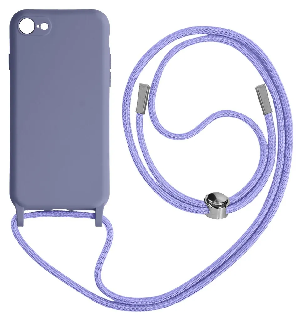 Custodia per Apple iPhone SE 2022, 2020, 8, 7 con collana in nylon da 80 cm - Viola blu