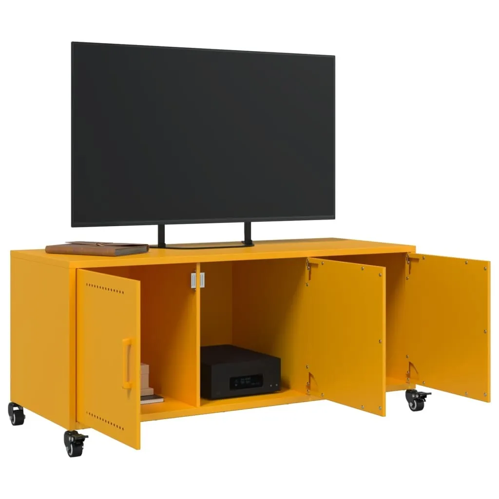 Meuble TV Acier Jaune vidaXL - Solution de Rangement Robuste 100 cm