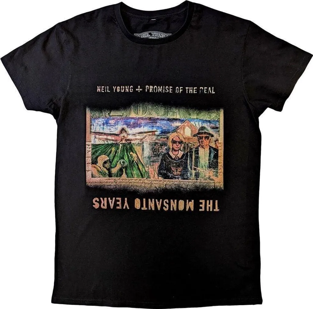 T-shirt Neil Young Monsanto Years Noir en Coton Bio avec Coupe Large