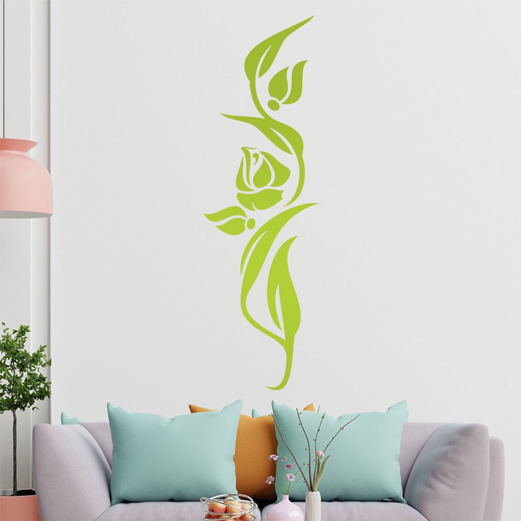 Blumen - Linien Wandtattoo in 6 Größen - Wandaufkleber Wall Sticker - Dekoration, Küche, Wohnzimmer, Schlafzimmer, Badezimmer