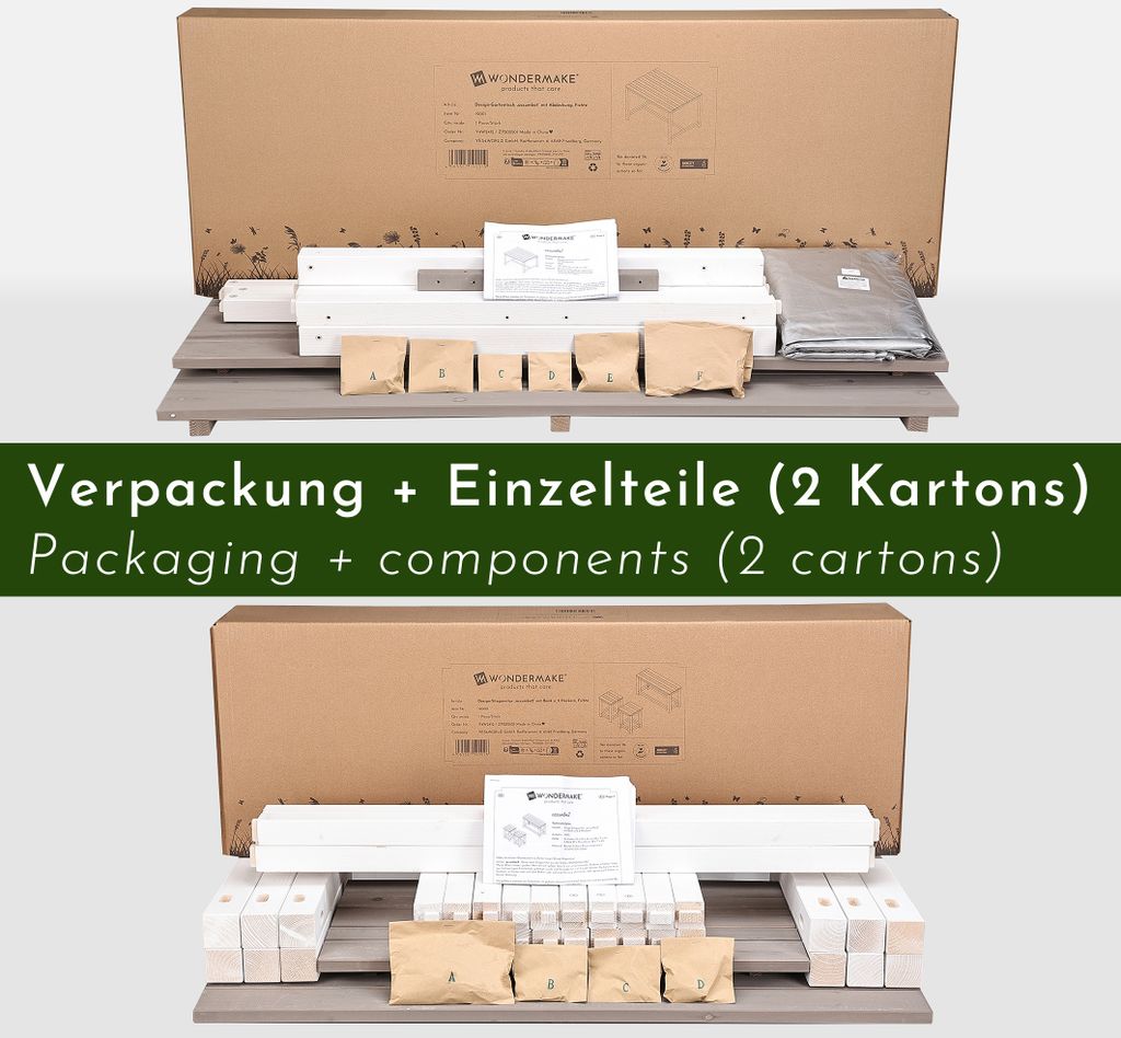 WONDERMAKE® Sitzgruppe Sitzgarnitur Holz Outdoor Garten Produktbild 