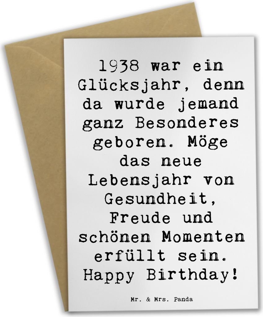 Mr. & Mrs. Panda Klappkarte Spruch 1938 Geburtstag - Weiß - Geschenk, Grußkarten, Glückwunsch, Geburtstagsfeier, genesungskarte, weihnachtskarte...