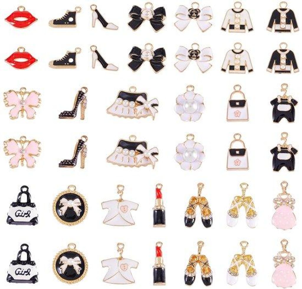 Emaille Bedeltjes DIY Set für Mädchen, Hängeketten mit Lippenstift Motiv