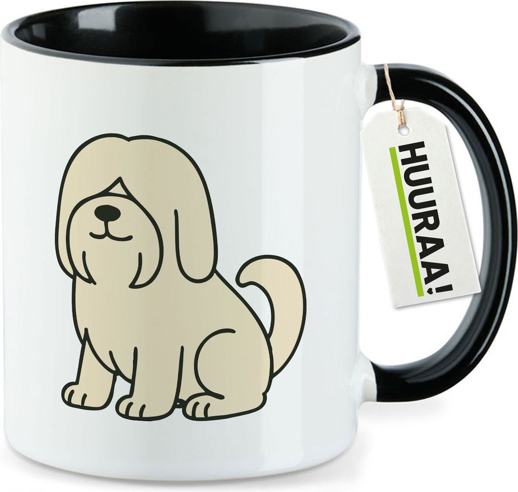 Huuraa Kaffeetasse Lhasa Apso Comic Lhasie 330ml Schwarz Keramik Kaffeebecher Geschenkidee