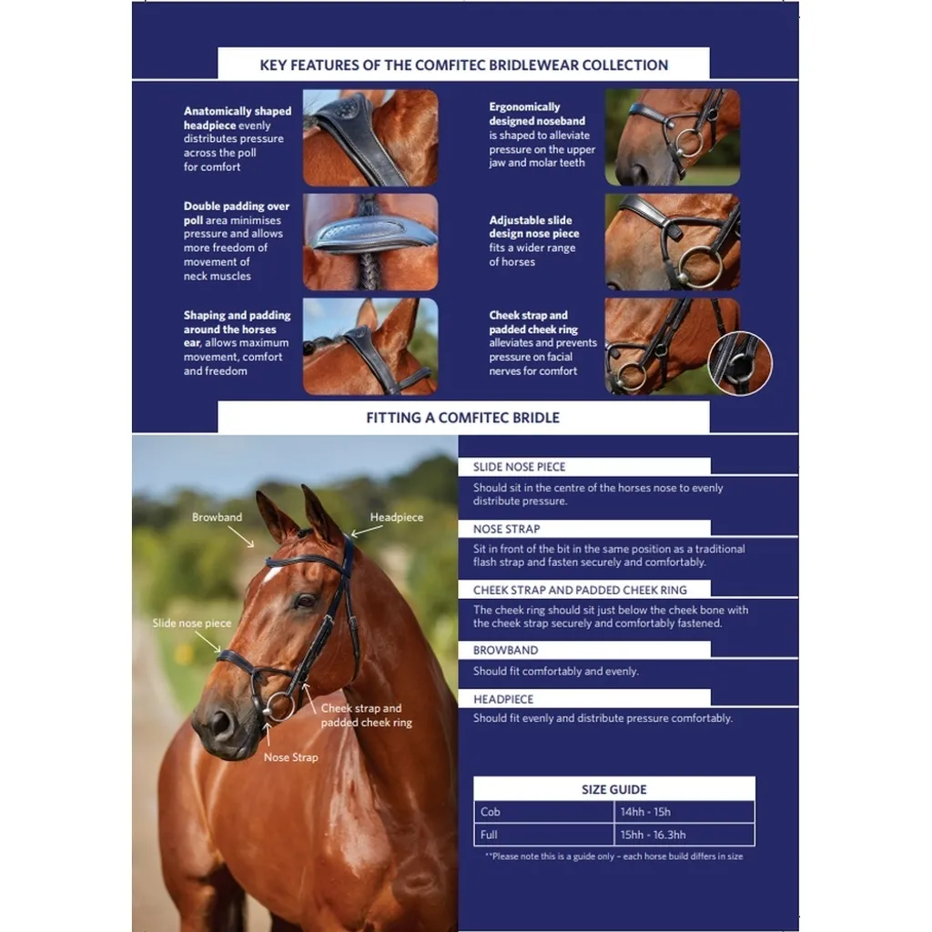 Bridon anatomique en cuir Collegiate Comfitec Training WB204 Noir - 2