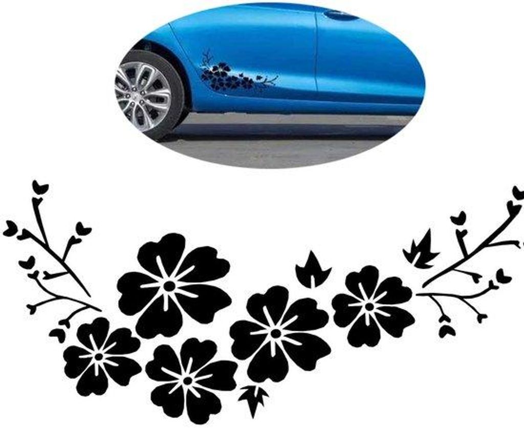 Autostickers mit Blumen - Selbstklebend - Wasserfest - 1 Stück - 30x14 cm - Hochwertiges Tierstoff - Autoaccessoires