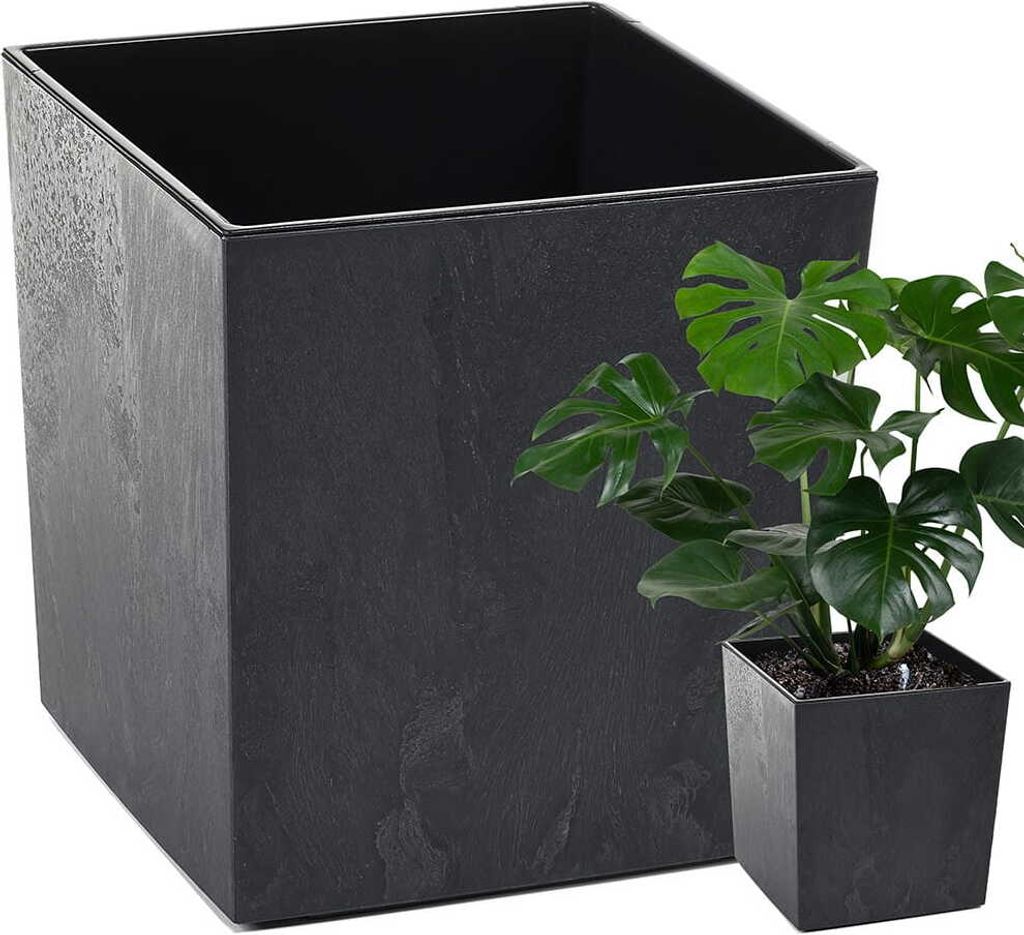 Lamela Blumentopf | Juka | Mit Einsatz | Schwarz Beton | 25 Produktbild 