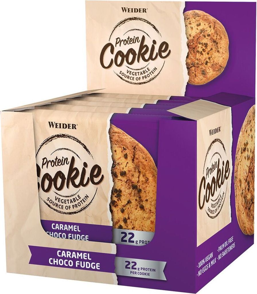 Weider Protein Cookies (12x90g) Caramel Choco Fudge - Funktionelle Lebensmittel - Eiweiß-Snacks