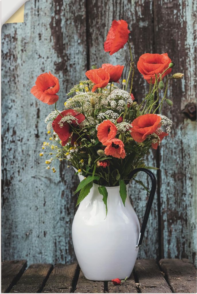 ARTland Wandbild, selbstklebend Krug mit Mohnblumen Größe: 40x60 cm