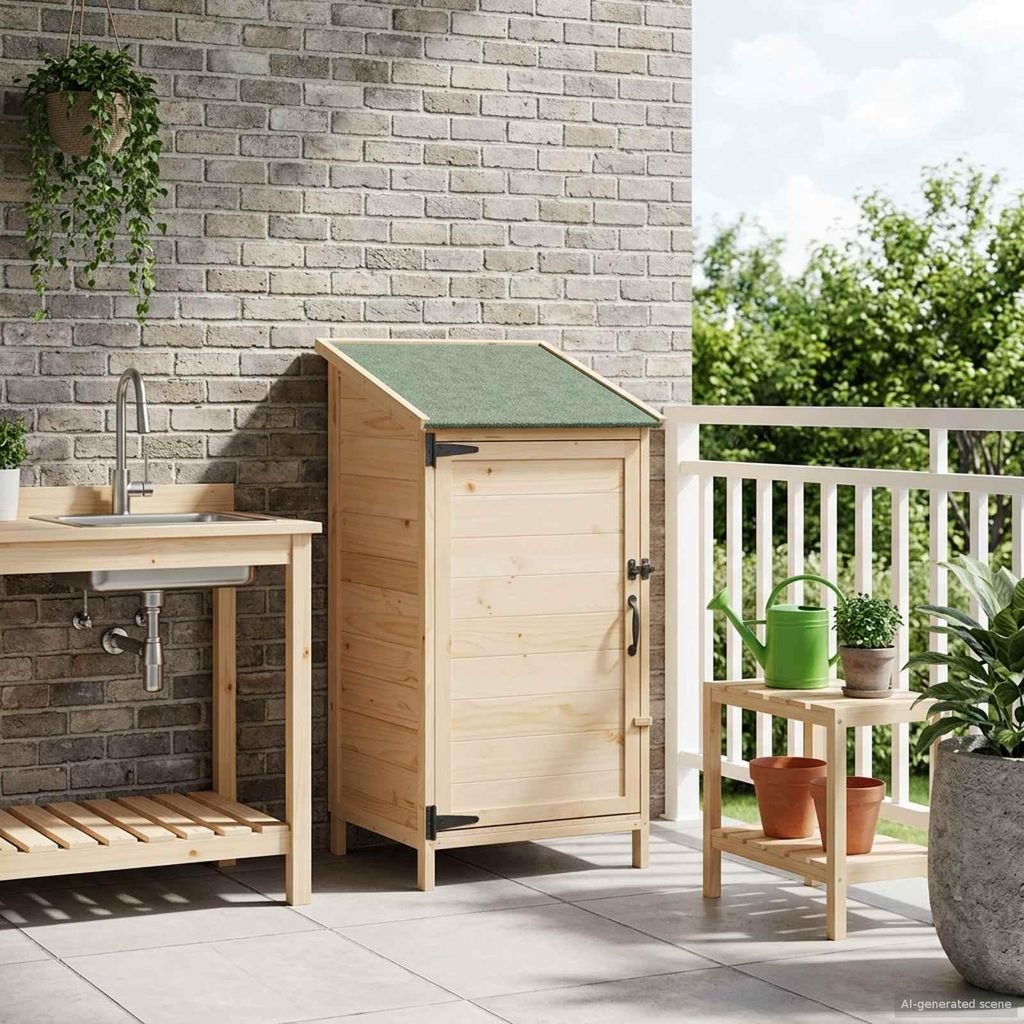 Möbel Garten Shed Natur 59 x 56 x 113,5 cm HolzwerkstoffGeräteschuppen - Geräteschuppen c7326
