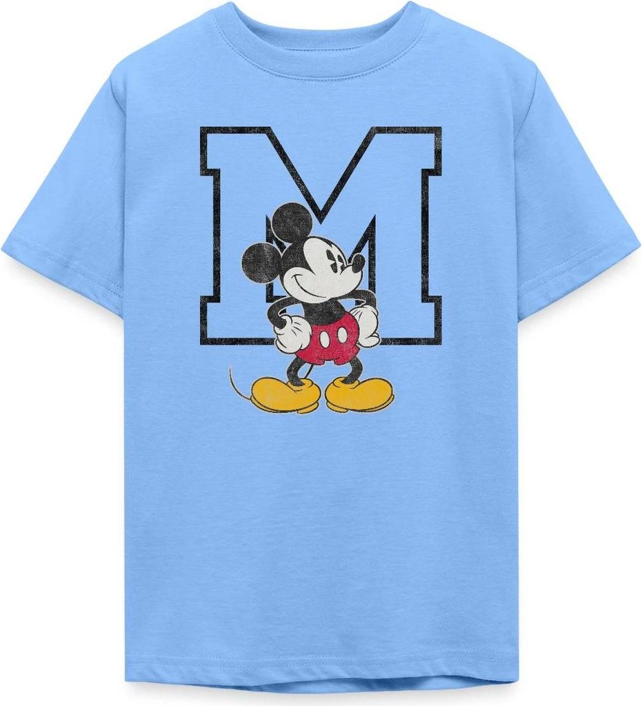 Mickey & Minnie Klassisches Mickey Motiv Mit M Teenager T-Shirt, 152/164 (12-14 Jahre), Himmelblau