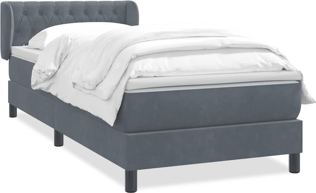 Boxspringbett mit Matratze Dunkelgrau 90x220 cm Samt