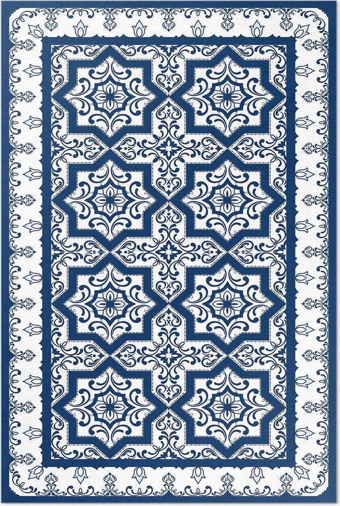 Portugiesischer Stil dekorierte Fliesen – Vinyl Fußmatte – 120x180 cm – Rutschfest, Pflegeleicht & Langlebig