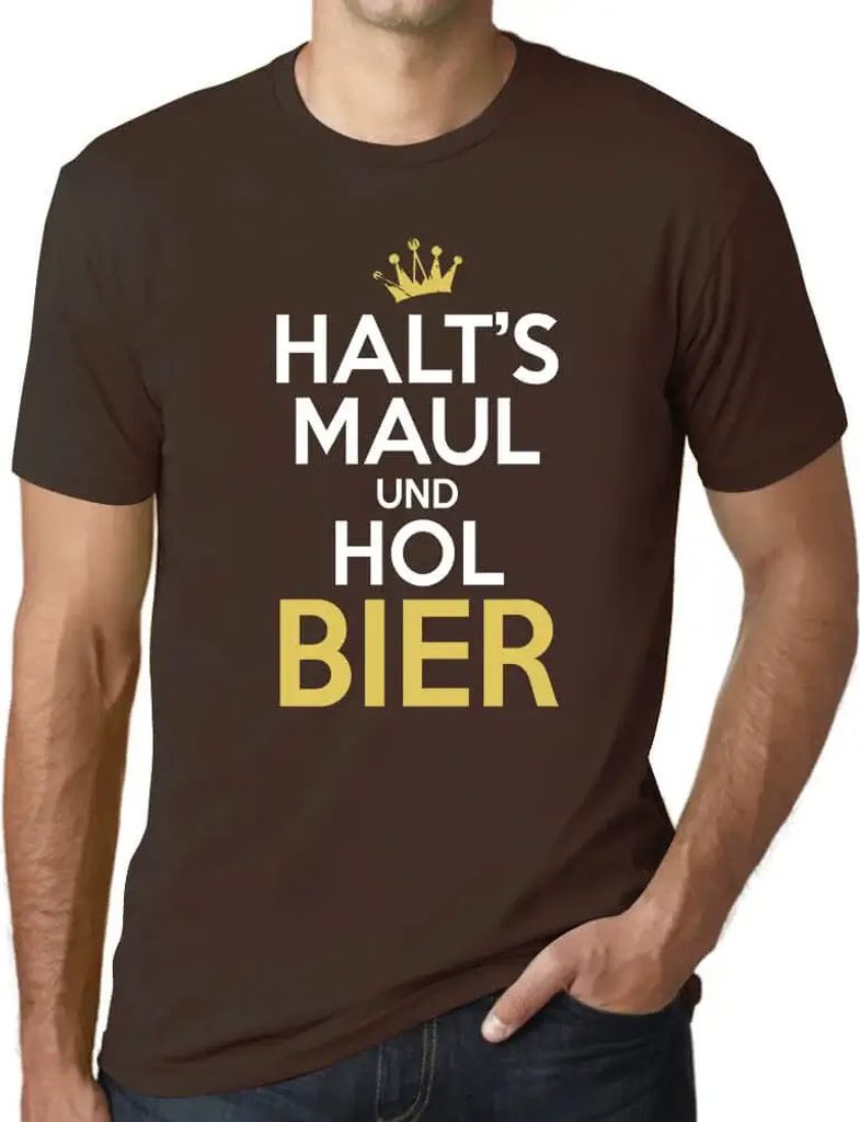 Herren Grafik T-Shirt Halt's Maul Und Hol Bier Öko-Verantwortlich Vintage Jahrgang Kurzarm Lustige Druck Geburtstag Geschenk Mann
