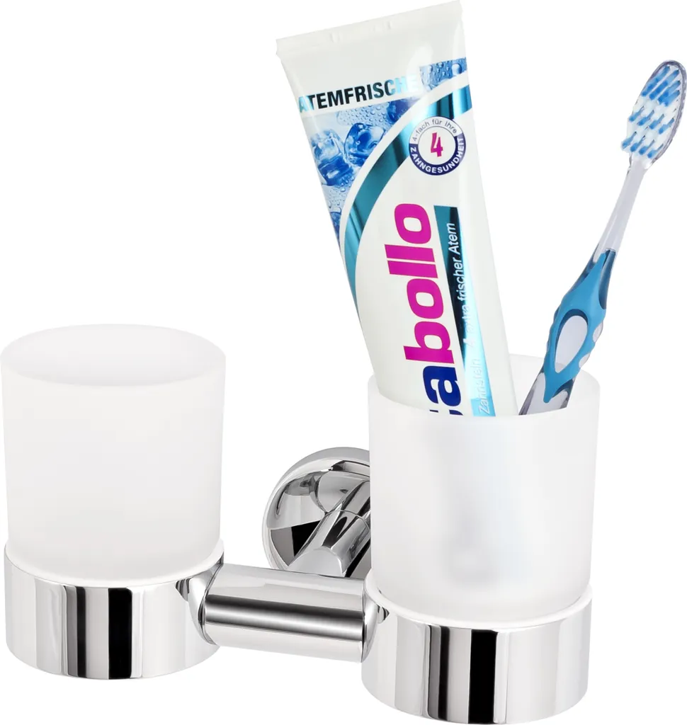 Porte-Gobelet Mural Double pour Salle de Bain en Inox Chromé LUCENTE