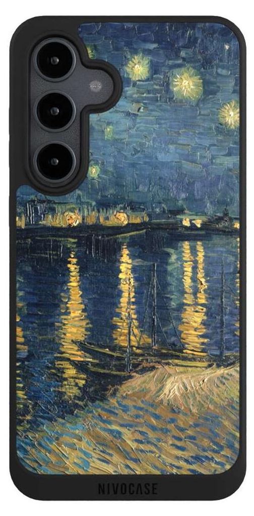 NIVOCASE Handyhülle für Samsung Galaxy S24 FE 5G Hülle NIVOpure Case Schwarz Kunst Malerei
