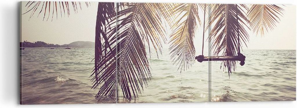 Bild auf Leinwand - Leinwandbild - Meer Palme Wasser - 120x40cm - Wand Bild - Wanddeko - Wandbilder - Leinwanddruck - Bilder - Kunstdruck - Wanddek...