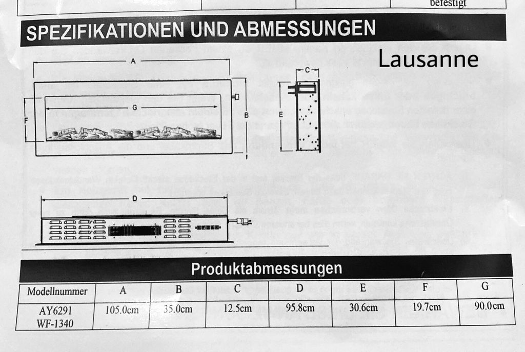 Elektrokamin Lausanne B105 cm Produktbild 