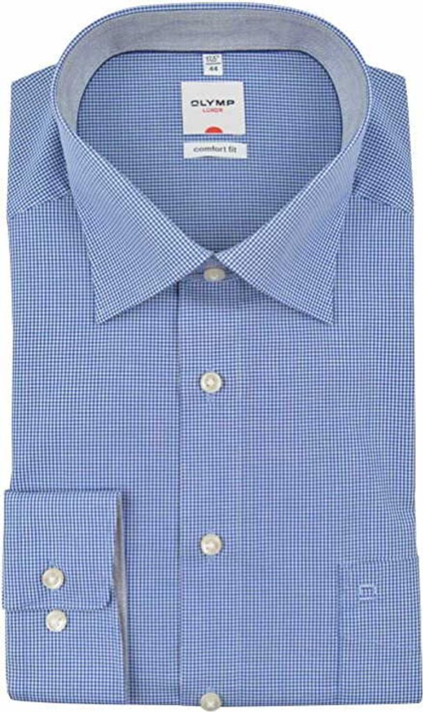 Olymp Comfort Fit Hemd mit subtilem Karomuster in Marineblau