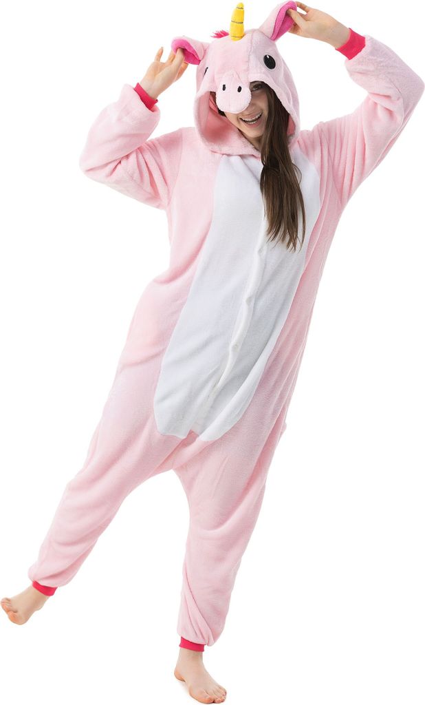 Katara 1744 - Einhorn rosa L (165-175cm), Jumpsuit, Onesie, Karneval, Overall, Party, Karnevals-Kostüm, Verkleidung zum Fasching, Schlafanzug, Ha...
