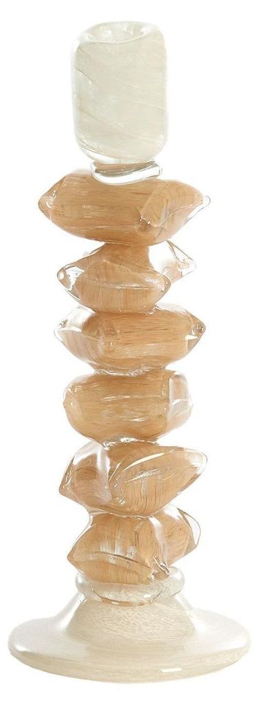 Kerzenständer - H 29,5 cm - Creme - Braun - Glas - für Stabkerzen geeignet