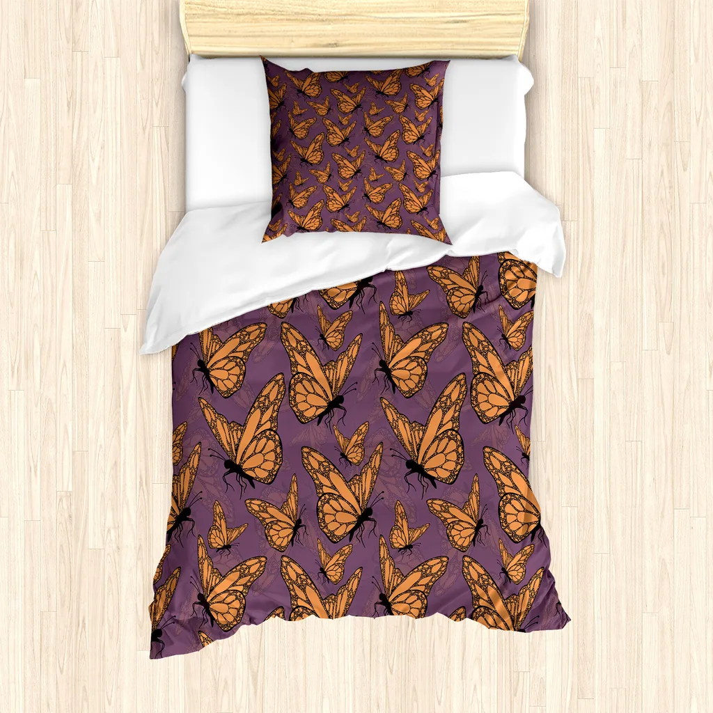 Linge de lit 135x200 cm motif papillon pour chambre enfant ou adulte
