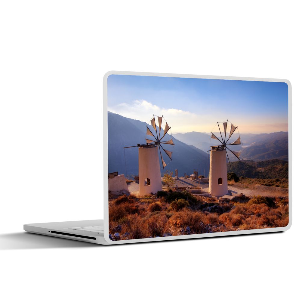MuchoWow Laptop Aufkleber Sticker Cover Windmühle - Kreta - Griechenland 30x21 cm - Sticker für Laptop - Selbstklebend