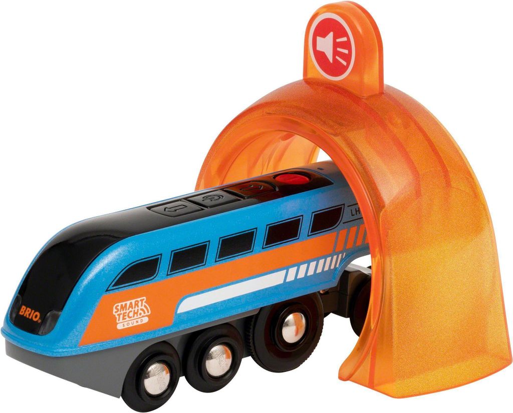 BRIO World 33971 Smart Tech Sound Lok mit Aufnahmefunktion - Elektrischer Zug mit Tunnel - Interaktives Spielzeug empfohlen ab 3 Jahren