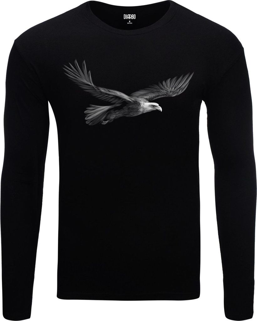 Herren Warm, Langarm-T-Shirt mit Druck Fliegende Adler Schwarz Gr.L