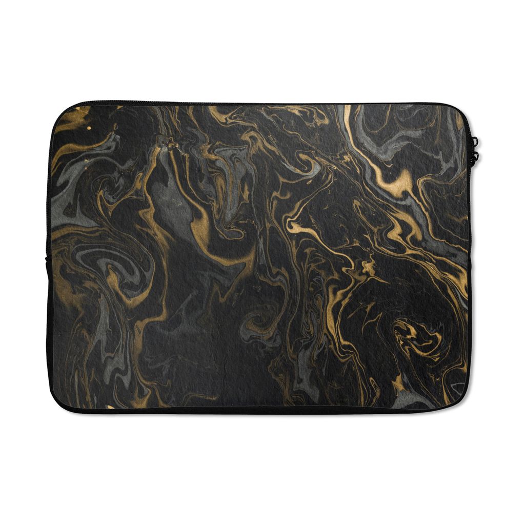 MuchoWow Laptop Hülle 14 ZollMarmor - Textur - Grau - Gold - Marmoroptik - Luxus Laptoptasche - Laptoptasche - Stoßsicher - Schutzhaube