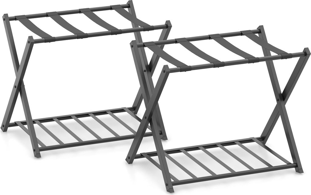 COSTWAY Portabagagli pieghevole set di 2, portabagagli a 2 Immagine del prodotto 