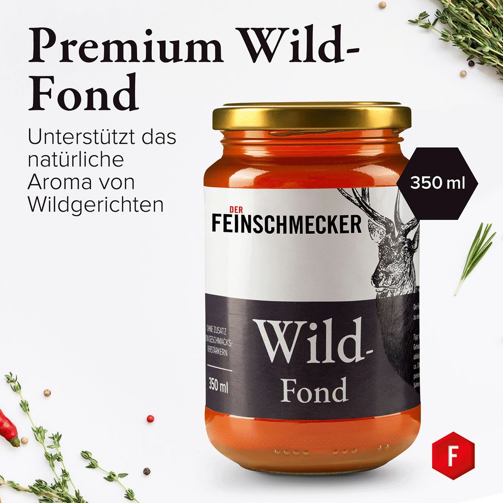 Der Feinschmecker 350ml Wildfond aus natürlichen Zutaten I Herzhafte Basis für Hirschragout und Co. I Höchste Qualität ohne Geschmacksverstärk...