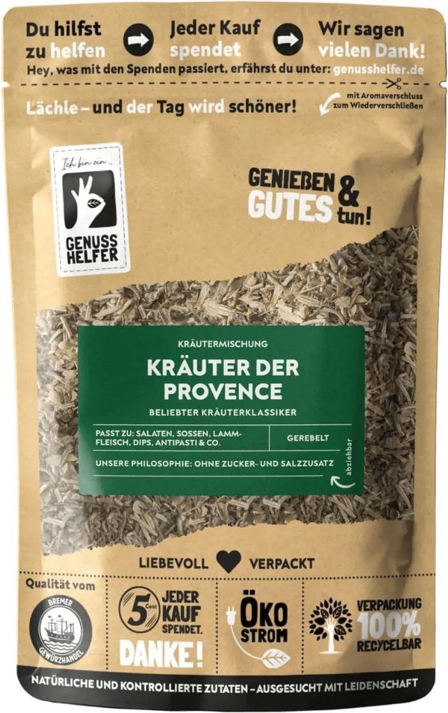 Kräuter der Provence Gewürzmischung, gerebelt, für klassische französische Gerichte und würzige Dips, 3 x 50g