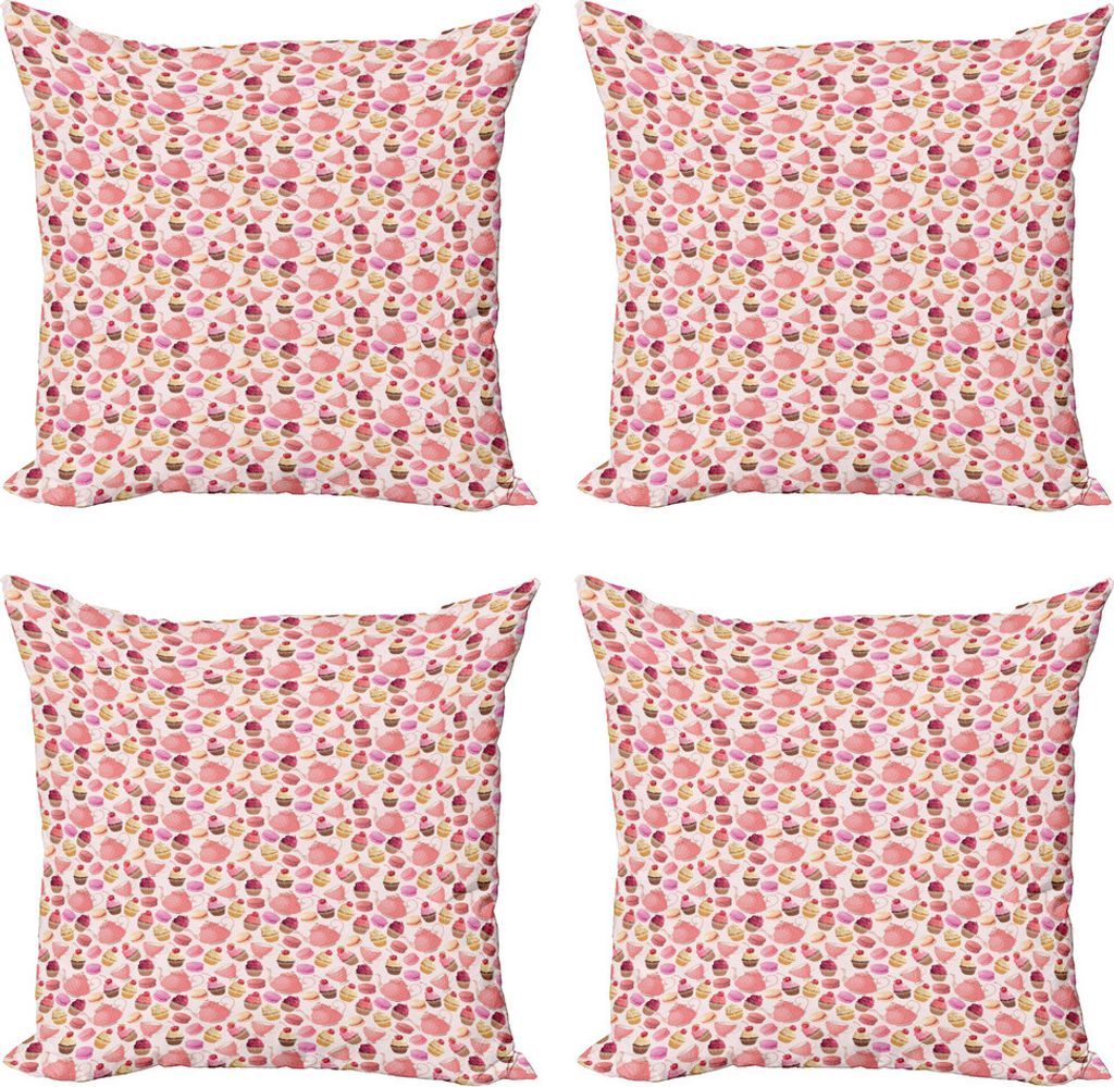 ABAKUHAUS Dessert Kissenbezug Set (4 Stück), realistische Muffin, Moderner Doppelseitiger Digitaldruck, 40 cm x 40 cm, Mehrfarbig